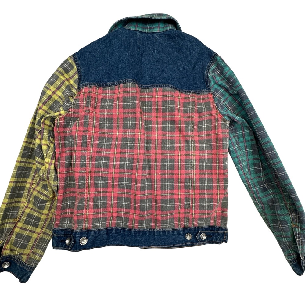Bdg Patchwork Denim Plaid Trucker Jacket Blue Men… - image 2